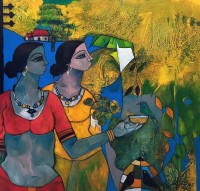 Abrar Ahmed, 36 x 36 Inch, Oil on Canvas, Figurative Painting, AC-AA-589